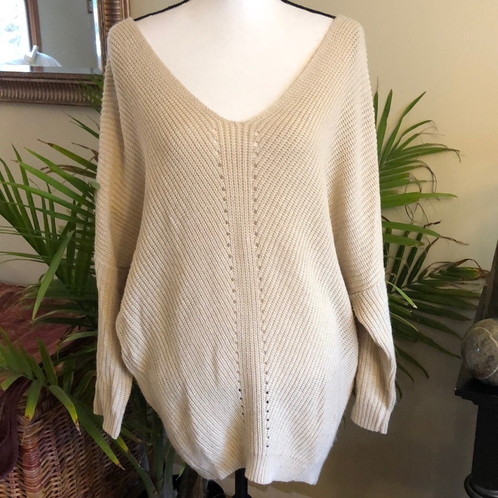 Tan oversized vneck sweater